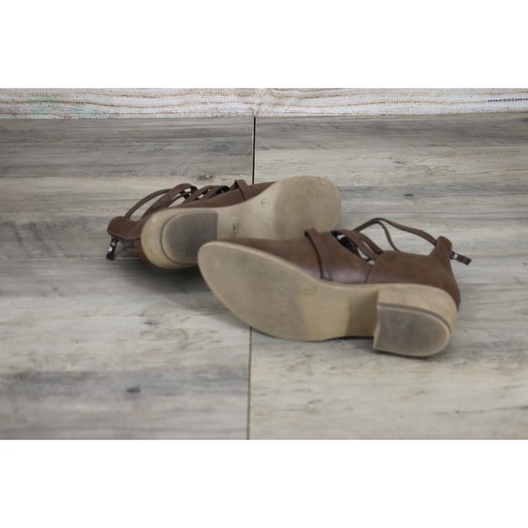 JC Womens Faux Leather Ankle Boots with Straps Size 8 Brown - Picture 6 of 6